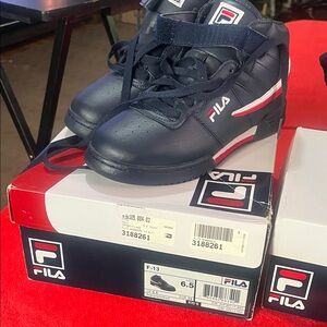 Fila Kids' Dark Blue Sneakers with Red Accents
